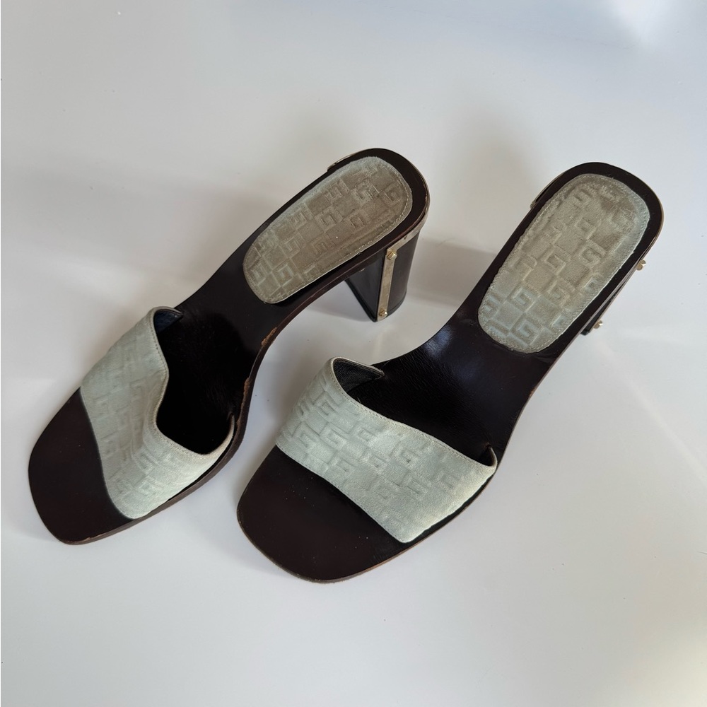 Vintage GUCCI Suede Slip On Mules Sandals Heels